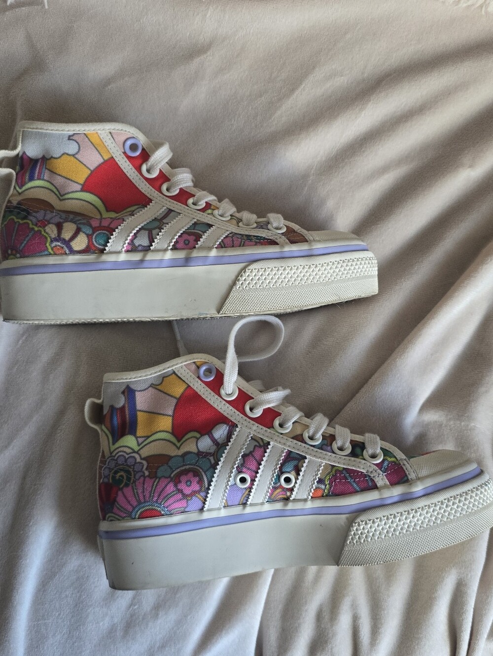 Adidas Nizza Colorful Print Platform High top Sneakers
